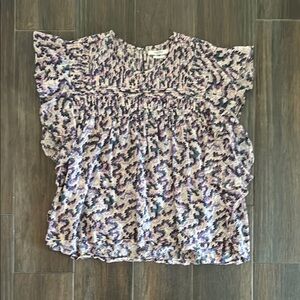 Isabel Marant Etoile Multicolor Printed Cotton Voile Ruffled Ilayona Top
